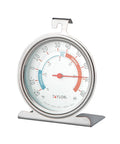 Big 3 Inch Dial Refrigerator and Freezer Thermometer With Stainless Steel Casing for easy read temperature monitoring, silver finish.