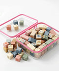Large Clear Hard Shell Storage Bags With Handle 3 Piece Set Waterproof Organizer Pouches for Toys and Puzzles, open with blocks