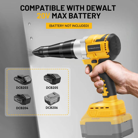 Cordless Pro Grade Rivet Gun Compatible With 20V Max Batteries, battery not included, shown riveting metal