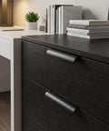 6 Pack 3 Inch Self Adhesive Cabinet Handles Pulls matte black aluminum alloy finger pulls on modern kitchen drawers