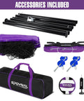 Portable Volleyball Net Set With Adjustable Steel Poles, Anti Sag Winch System, Easy Setup Pump, Boundary Lines, And Carry Bag