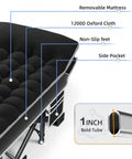 Extra Wide 32 Inch Camping Cot With Thick Mattress Holds Up To 600 Lbs, showing removable mattress and oxford cloth.