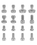 16 Piece Screw Nut Kit With 1/4-20, 3/8-16 And M5 Threads For DSLR Cage Rigs And Camera Accessories, various head types visible