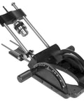 Heavy Duty Portable Drill Guide Slick Adjustable Drill Press Attachment with precision dials and aluminum base for woodworking tasks.