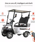 Adult Two Seater Electric Golf Cart With Dope 800W Motor And Hella Spacious Cargo Tray Smooth For Beach Cruising Or Serious Farm Grind Rock Solid Sixty Volt Power Tops Twelve Mph with anti-theft features.