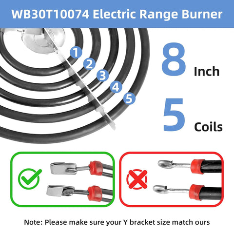 8 Inch Electric Range Burner Coil Replacement For GE Hotpoint Stove And Oven, 2600W 240V Surface Heating Element, 5 coils