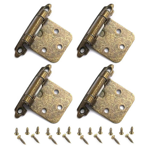Four Pack Semi Concealed Kitchen Cabinet Hinges For Flush Mount Doors With Quiet Soft Close Action Durable Iron Hardware Antique Finish