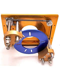 Premium Kickass Aluminum Router Lift And Table Insert Plate For Hella Precise Milling Flip Board and woodworking trim machine upgrade with blue insert ring.