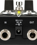 Back view of Kaiju Godzilla Distortion Pedal With Active Treble And Bass EQ Beefy High Gain Guitar Effects showing jacks and power input.