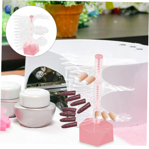 Slay Your Mani Routine Boss Level Organization Tool Sixty Piece Clear Acrylic Spiral Display Stand For Practicing Tips And Showcasing Gorgeous Pink Swatches In A Clean Setup