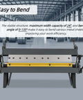 Image of a 24 Inch Sheet Metal Brake with 0 to 135 Degree Bending, showcasing its heavy-duty design and removable fingers for precise bends in a workshop