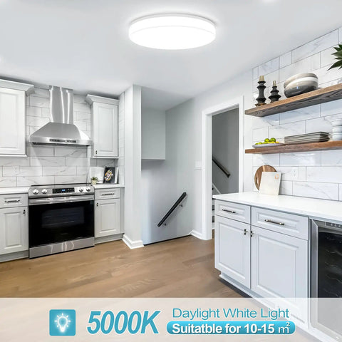 Non Dimmable 18W 1650LM 5000K Daylight Flush Mount LED Ceiling Light in modern kitchen setup