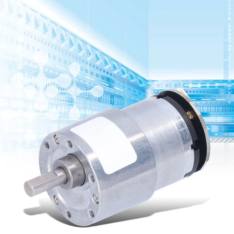 FLEXMAN JGB37-520 DC gear motor with metal gearbox, silver finish, protruding shaft