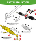 Illustration of Steering Gear Box Assembly for EZGO RXV Golf Carts Electric and Gas 2008 and Up Replacement Rack and Pinion
