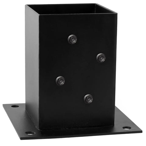 4x4 Wood Fence Post Anchor Base Set 2mm Steel Black Powder Coated Includes Wood Screws and Concrete Anchors Fits Nominal 4x4 Posts