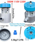 Beast 500W Micro Hydroelectric Turbine Generator with dimensions and components shown.