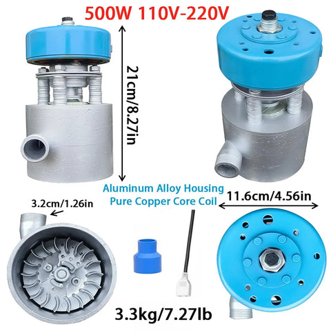 Beast 500W Micro Hydroelectric Turbine Generator with dimensions and components shown.