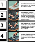 Step-by-step use of Pro Grade Epoxy Resin Polishing Kit for High Gloss Finishes, showing polishing tools and instructions for optimal results.