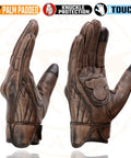 Distressed Brown Leather Gloves With Vibration-Reducing Gel Palm And Knuckle Protectors For Serious Motorcycle Riding, Large
