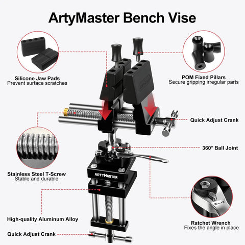 360 Degree Rotating Bench Vise With Quick Release Ratchet Wrench For Woodworking And Pipe Workbench Vise The Go To Tool For Carving Repair And DIY Projects In Home Shop 4 Inch