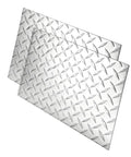 Front view of 12 By 8 Inch Aluminum Diamond Plate Tread Flat Sheet For Cargo Trailers And Trucks, DIY Friendly Garage And Workshop Use, Heavy Duty Aluminum Sheet Metal For Commercial Or Residential Projects, Silver, 2 Pack.