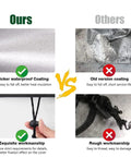 Comparison image of 48 Inch Fire Pit Cover For 45 To 48 Inch Round Fire Pits Waterproof Windproof Dustproof UV Resistant Heavy Duty Outdoor Patio Shield Fits Most Fire Pit Tables Black showing coating and workmanship quality against competitors.