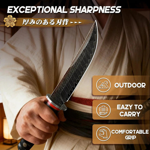 Fixed Blade Knife With Wooden Sheath Japanese Style For Outdoors Survival Razor Sharp Camping Gear Boss Fathers Day Gift For Dad Bushcraft Ready Everyday