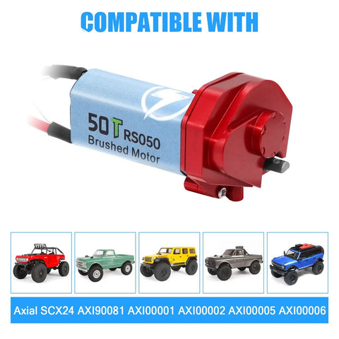 Red Beefy 50T Brushed RC Motor With Aluminum Alloy Gearbox For 1 24 Scale Axial SCX24 Crawler Upgrade fits Jeep Wrangler