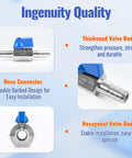 Diagram highlighting features of Half Inch Hose ID Barb Ball Valve With 304 Stainless Steel, dual 13mm barb fittings.