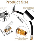 Tough 24cm Tire Inflator Hose with Two Locked-In Air Chucks for Schrader Valves Nylon Wrapped Rubber Flexible Hose, detailed view.