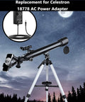 10 Feet Long Replacement AC Power Adapter Cord for NexStar Telescope Series with 18778 adapter, shown with telescope under night sky