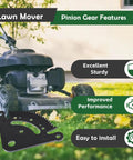 Steering Sector Pinion Gear With Bushings Replacement For D130 D140 D150 D160 D170 Tractors, gear set shown on lawn mower