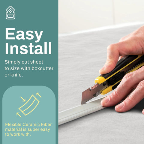 Ceramic fiber insulation sheet, 1 in thick x 15 x 24, being cut with a utility knife (Amazon)