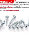 One And A Quarter Inch Pocket Hole Screws Set, 1200 Pcs, Coarse Thread For Furniture And Cabinets, Zinc Plated, Size Number Eight