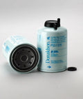 Two P551329 Spin-On Beefed-Up Fuel Filters with Water Separators for diesel engines, showing top and side view on white background.