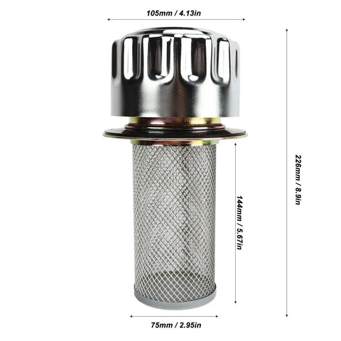 Oil Tank Filter Breather Cap For Hydraulic Systems With Fine Mesh Screen And Ten To Forty Micron Filtration Detachable Mesh
