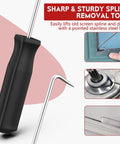 Sharp stainless steel spline removal hook from Dual Head Window Screen Roller Tool Set for easy screen installation and repair.