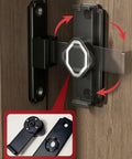 Premium Aluminum Sliding Barn Door Lock Featuring 90 Degree Flip Security Latch with sturdy build mounted on wood.