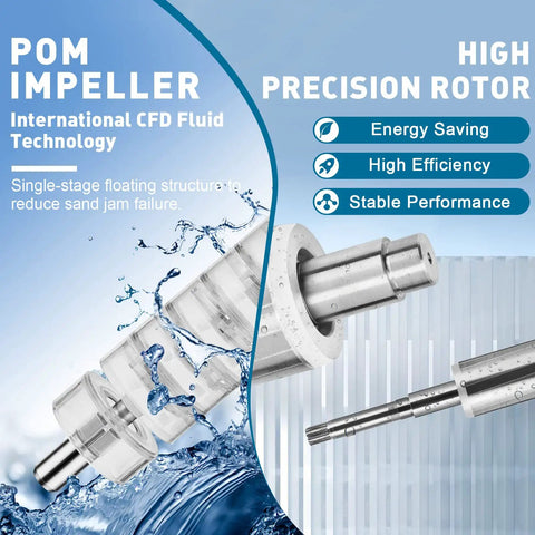 POM impeller and high precision rotor of stainless steel deep well submersible pump 0.5HP 110V 18GPM 171ft head for home farm use