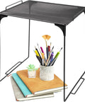 Heavy Duty Metal Mesh Organizer Shelf Stackable Locker Insert Fits Standard School Gym Lockers, displaying black mesh rack with supplies.