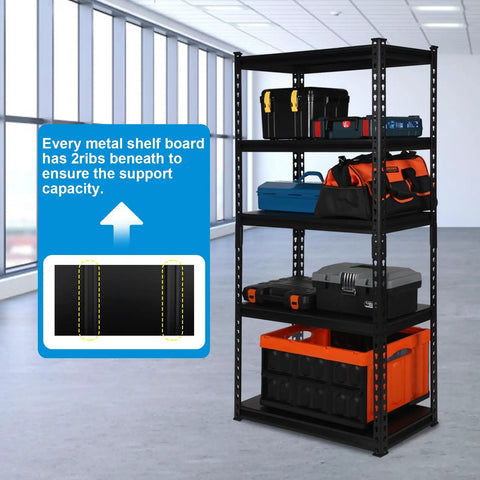 Heavy Duty Five Tier Metal Shelving Unit 1650 Pound Capacity Adjustable Layers For Garage Basement Kitchen Or Warehouse 27.5 By 12 By 59.8 Inches Straight Up Rock Solid Storage Rack