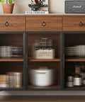 8 Piece Slick Matte Black Zinc Alloy Cabinet Ring Knobs With Screws on wooden cabinet drawers in modern living room