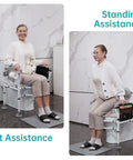Toilet Safety Rail With Standalone Frame Adjustable Grab Bar Handles Detachable Backrest Non Slip Vacuum Suction Cups Elderly Disabled Bathroom Safety Aid For Easy Sit Or Stand And Secure Transfers showing sit and stand assistance