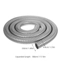 Built Tough Stainless Steel Flexible Wire Conduit For Electrical Cable Routing And High Temperature Rugged Metal Tubing With Wear Resistant Silver Finish Job Site Ready Pro Grade Cable Runner, coiled with dimensions.