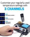 Pro Grade 110W Soldering Station Kit With 3 Preset Channels And Sleep Mode, hand adjusting channel settings