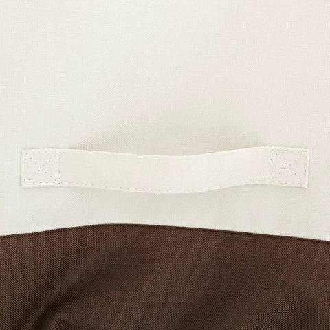 Detail of Three Seater Outdoor Sofa Cover Weatherproof Protector For Patio Furniture with beige and tan fabric close-up