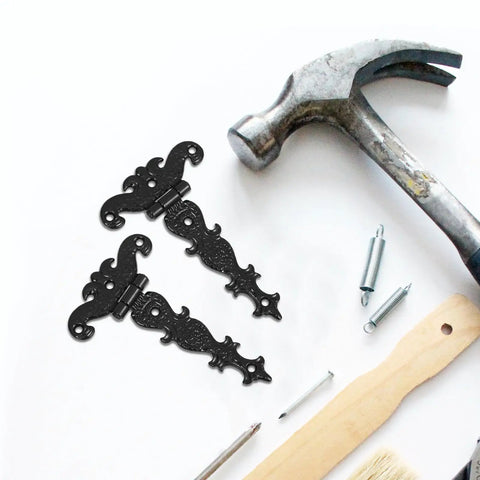 Vintage Style Black Zinc Alloy Tee Door Hinges 2 Pack Slip Joint Lift Off For Interior And Exterior Cabinet And Shed Doors