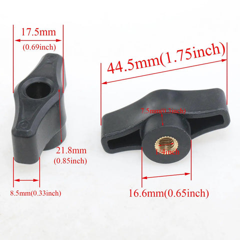 Four Pack Quarter Twenty Thru Knobs For T Track Woodworking Jigs featuring heavy duty ergonomic design and precise measurements.