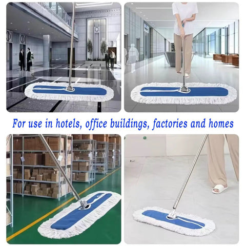 Two Piece 22 Inch Cotton Dust Mop Head Refill Heavy Duty Dry Mop Pads For Hardwood Tile And Laminate Floors Compatible With Standard Frames in use on smooth floors.