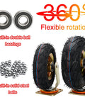 Tough As Nails 4 Piece Heavy Duty Pneumatic Rubber Caster Wheels With Secure Swivel Brakes And Stainless Steel Hardware for smooth gliding, showcasing double ball bearings.